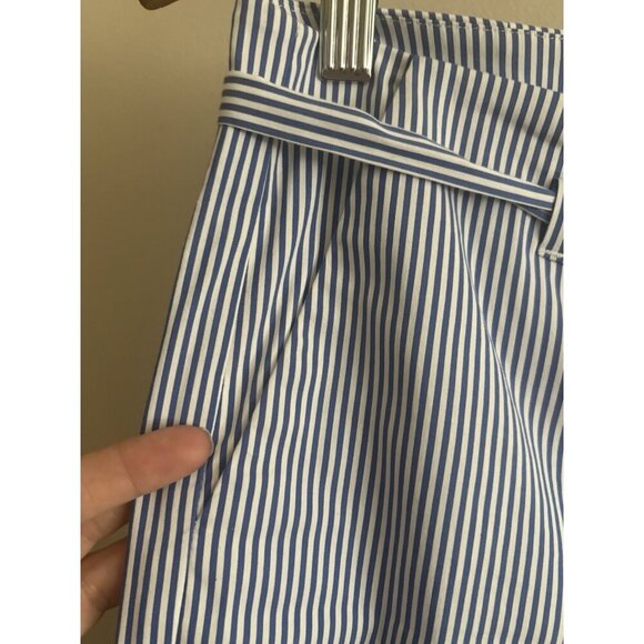 Talbots Nautical Tie Waist Straight Leg Crop Pants Blue White Stripe 8 Preppy - Picture 5 of 13